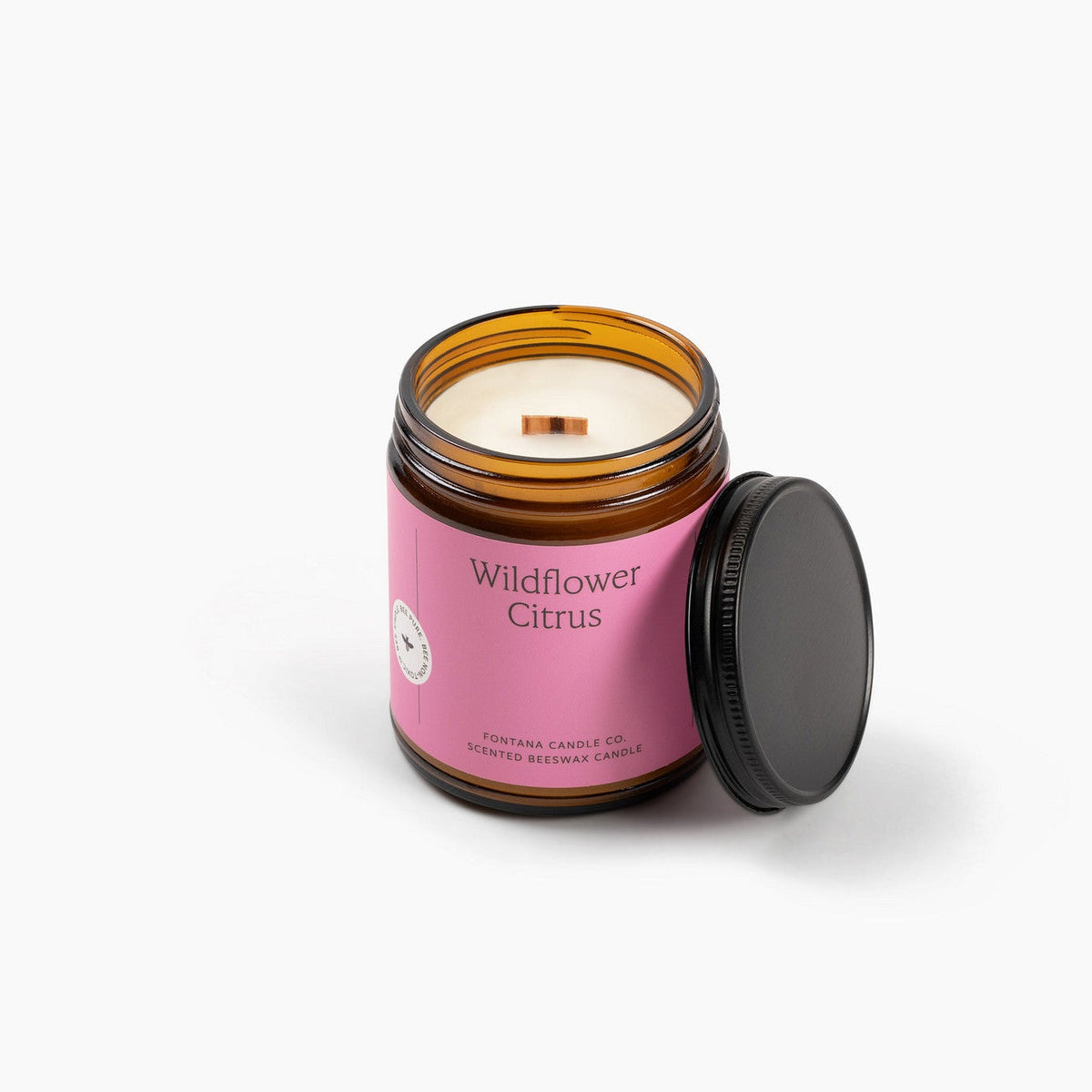 Wildflower Citrus Essential Oil Candle – Beeswax & Coconut, Wooden Wick, 9 oz