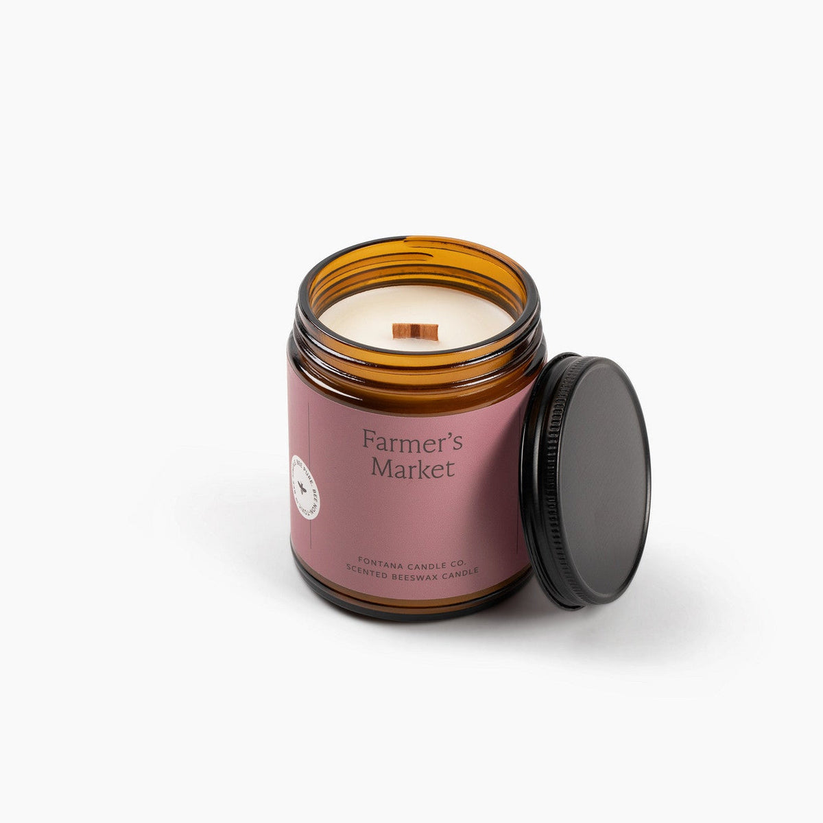 Farmer's Market Essential Oil Candle – Beeswax & Coconut, Wooden Wick, 9 oz