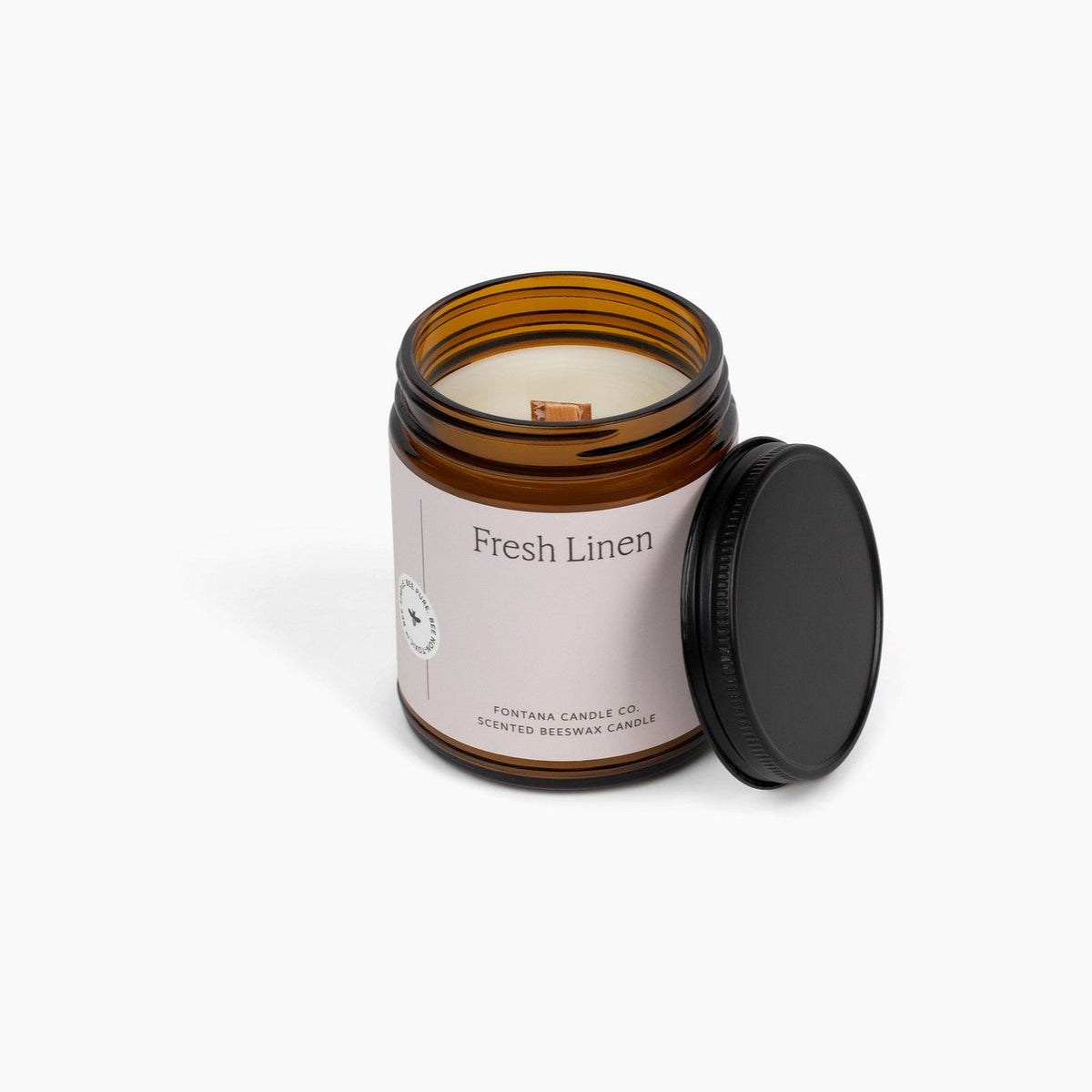 Fresh Linen Essential Oil Candle – Beeswax & Coconut, Wooden Wick, 9 oz