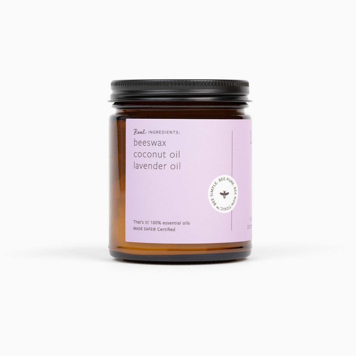 Lavender Essential Oil Candle – Beeswax & Coconut, Wooden Wick, 9 oz