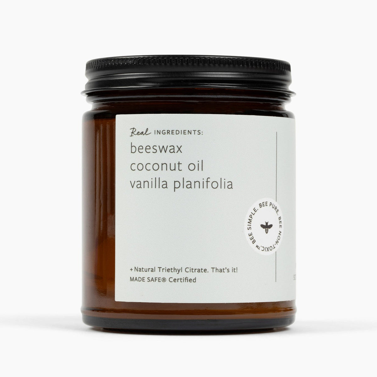 Pure Vanilla Candle – Natural Vanilla Extract, Beeswax & Coconut, Wooden Wick, 9 oz