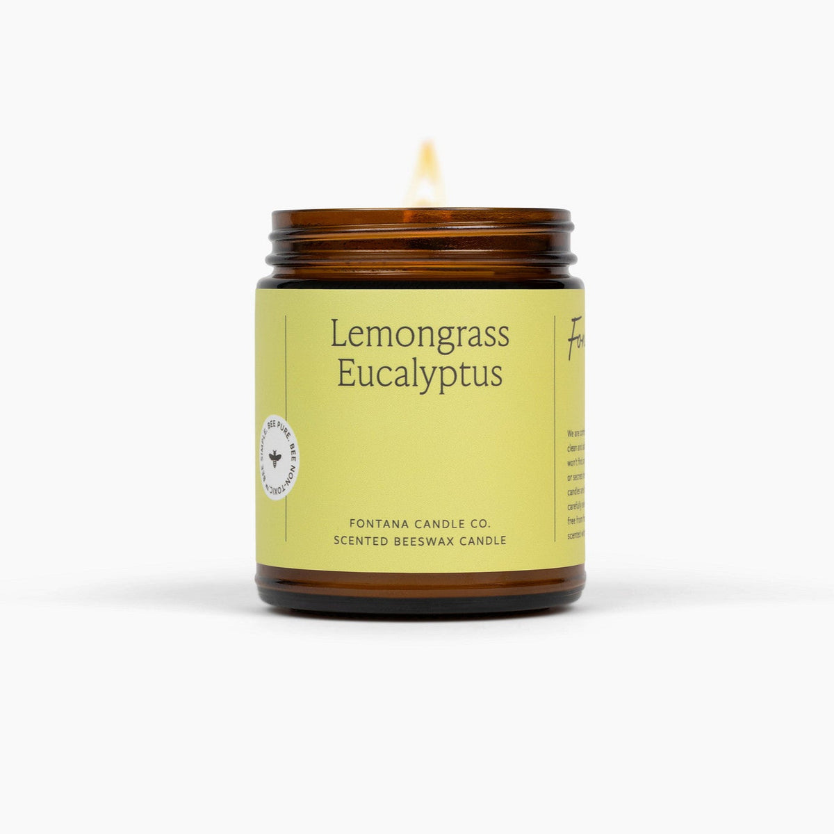 Lemongrass Eucalyptus Essential Oil Candle – Beeswax & Coconut, Wooden Wick, 9 oz