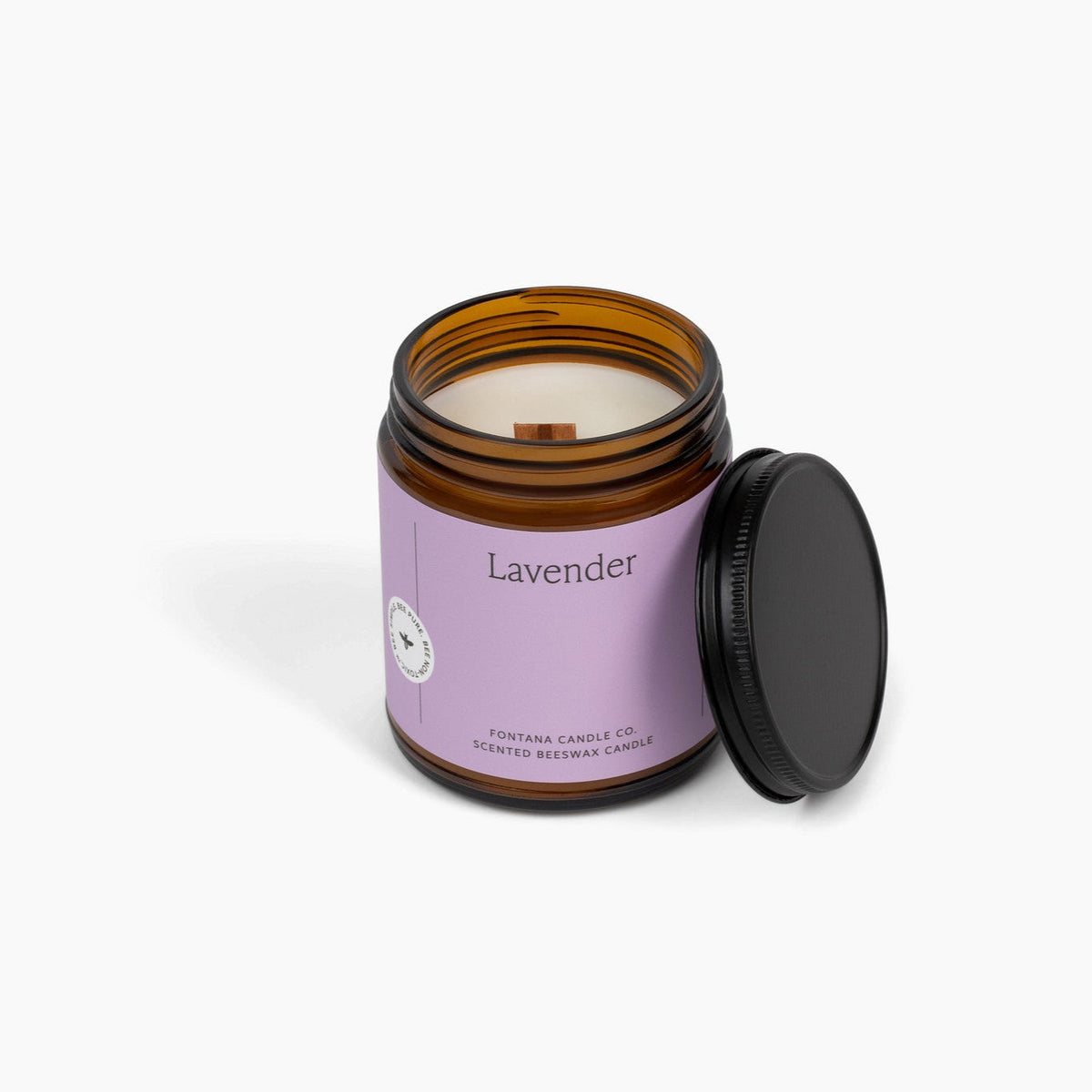 Lavender Essential Oil Candle – Beeswax & Coconut, Wooden Wick, 9 oz