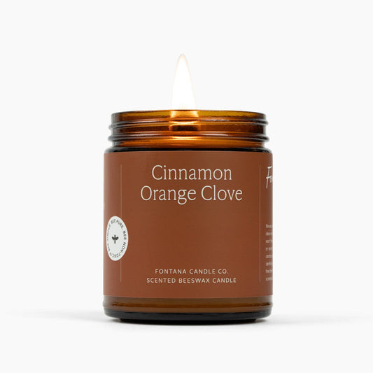 Cinnamon Orange Clove Essential Oil Candle – Beeswax & Coconut, Wooden Wick, 9 oz