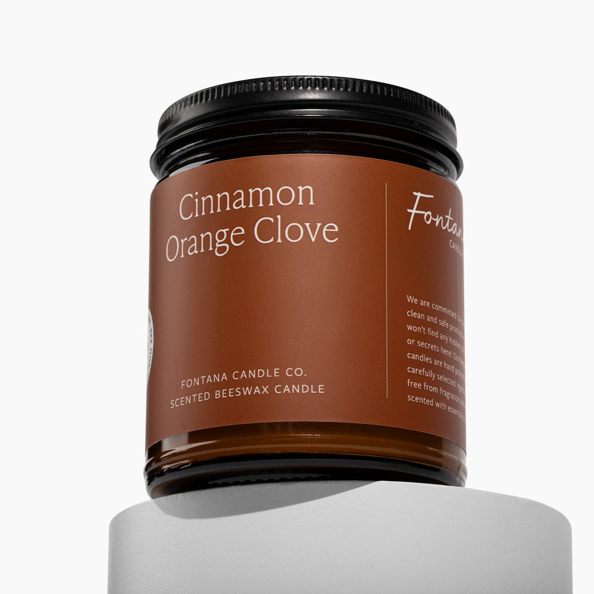 Cinnamon Orange Clove Essential Oil Candle – Beeswax & Coconut, Wooden Wick, 9 oz