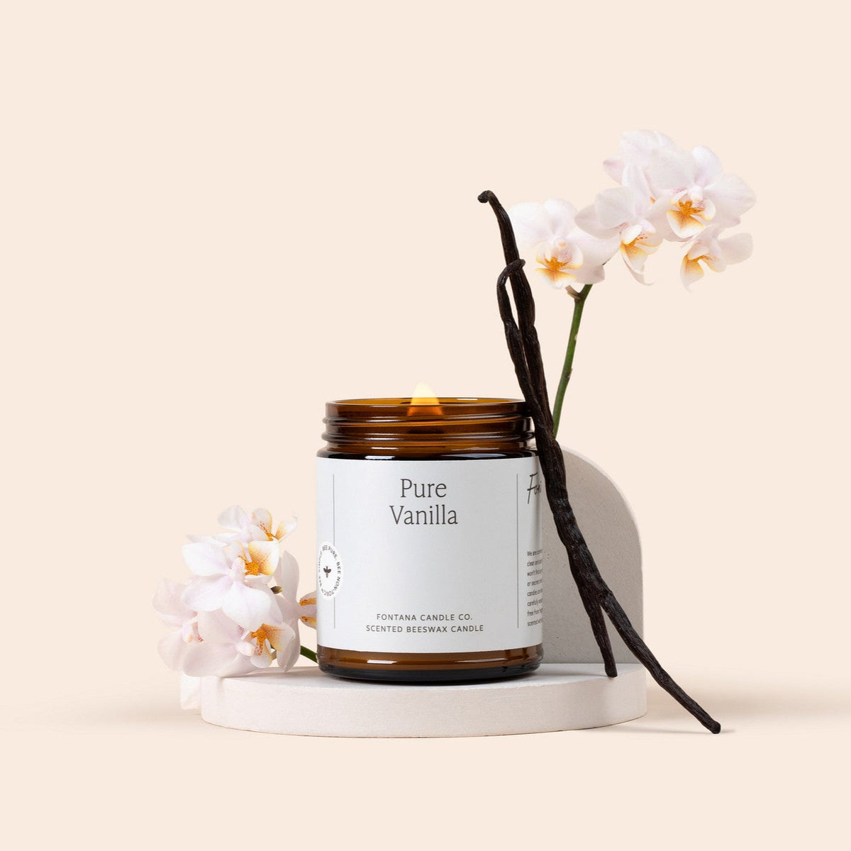 Pure Vanilla Candle – Natural Vanilla Extract, Beeswax & Coconut, Wooden Wick, 9 oz