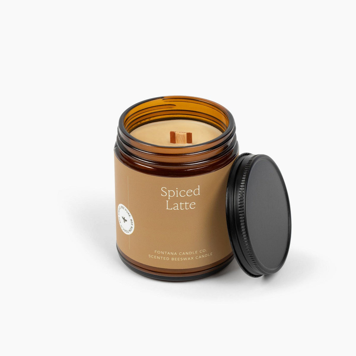 Spiced Latte Essential Oil Candle – Beeswax & Coconut, Wooden Wick, 9 oz