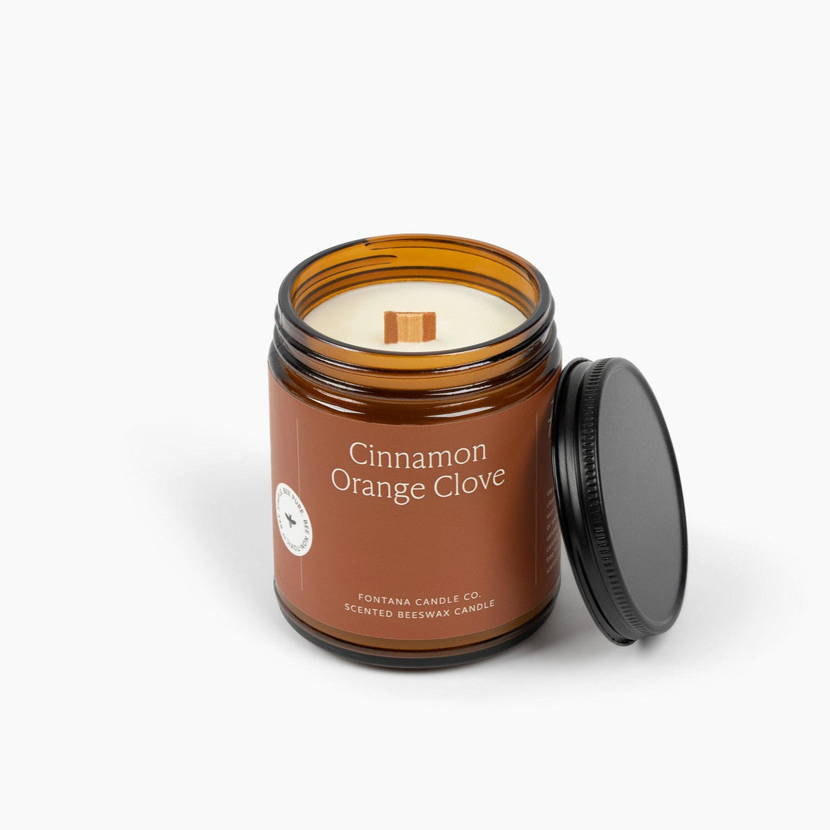 Cinnamon Orange Clove Essential Oil Candle – Beeswax & Coconut, Wooden Wick, 9 oz
