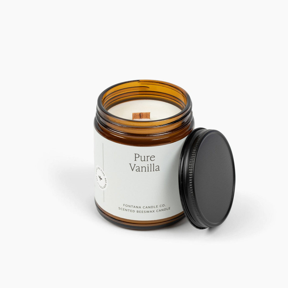Pure Vanilla Candle – Natural Vanilla Extract, Beeswax & Coconut, Wooden Wick, 9 oz