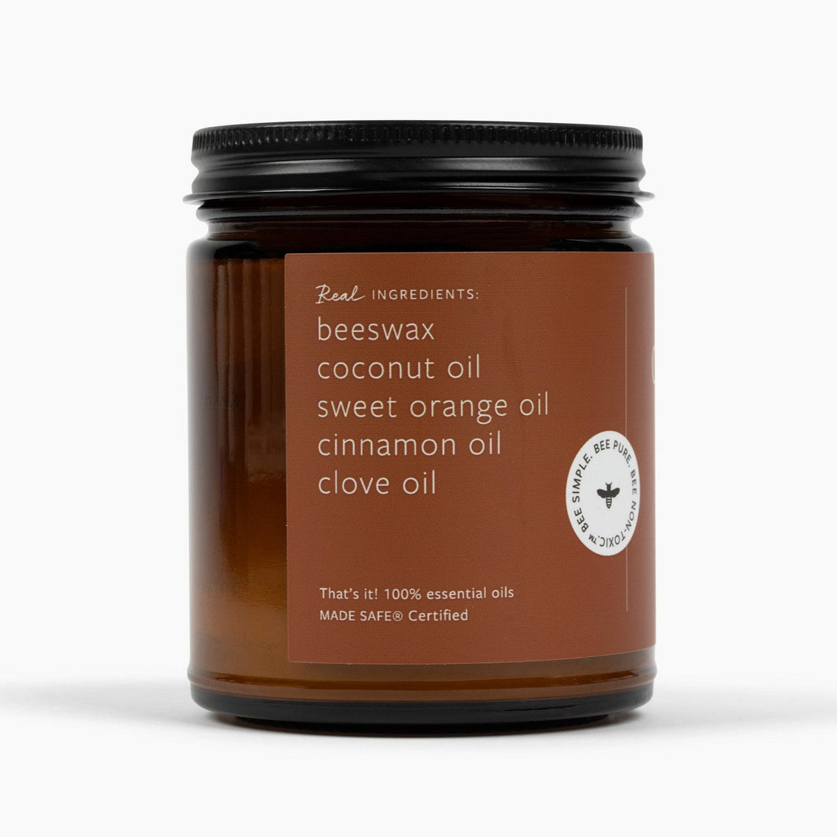 Cinnamon Orange Clove Essential Oil Candle – Beeswax & Coconut, Wooden Wick, 9 oz
