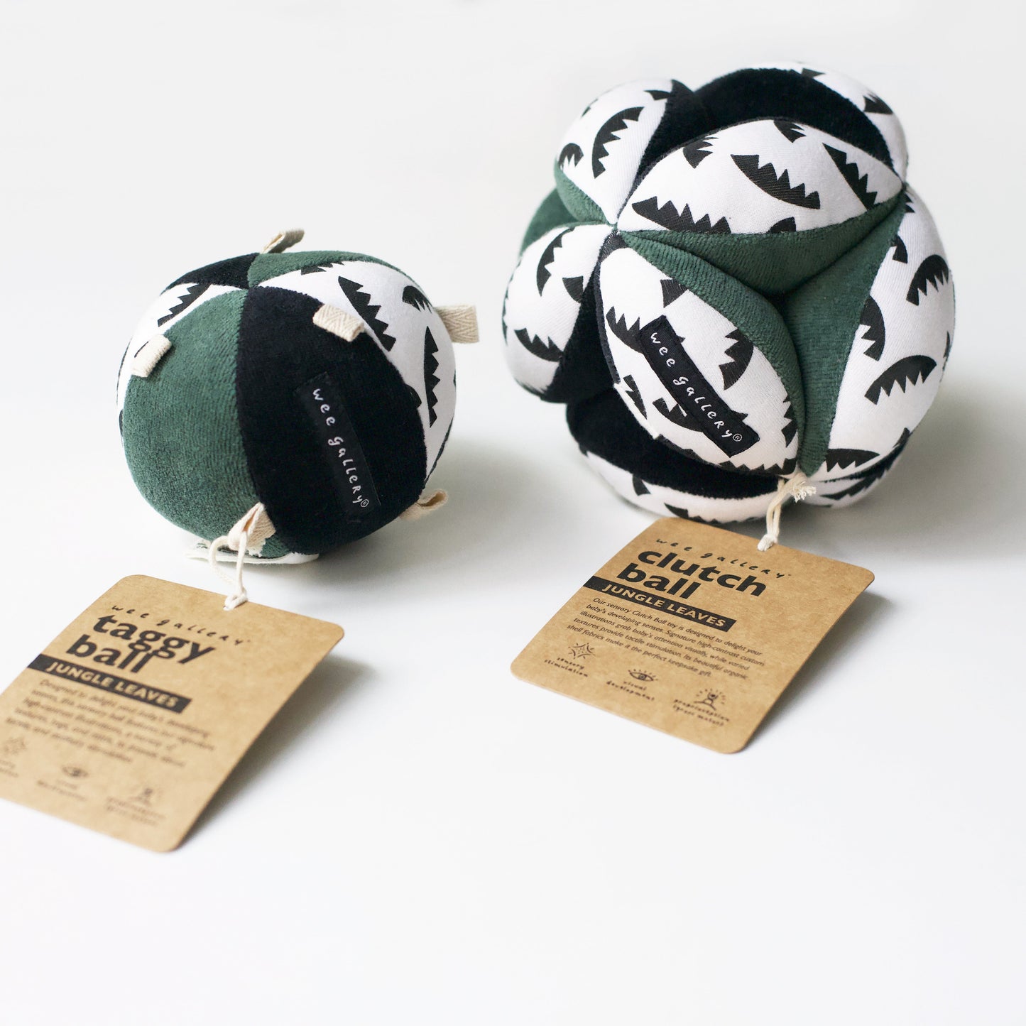 Wee Gallery Organic Cotton Baby Sensory Clutch Ball - Jungle Leaves
