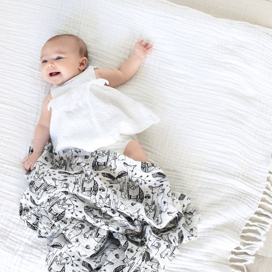 Wee Gallery Organic Muslin Black and White Swaddle - Forest