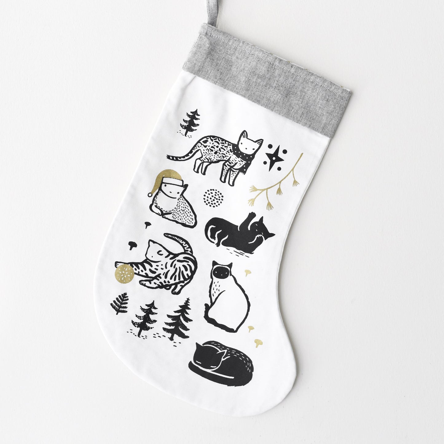 Wee Gallery Organic Cotton Eco-Friendly Christmas Stocking | Festive Cats