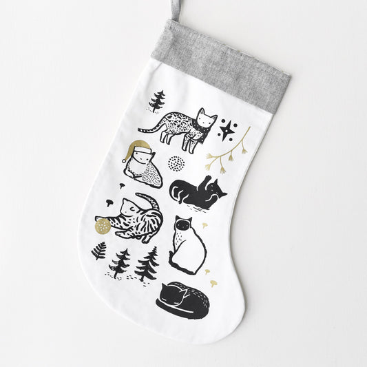 Wee Gallery Organic Cotton Eco-Friendly Christmas Stocking | Festive Cats