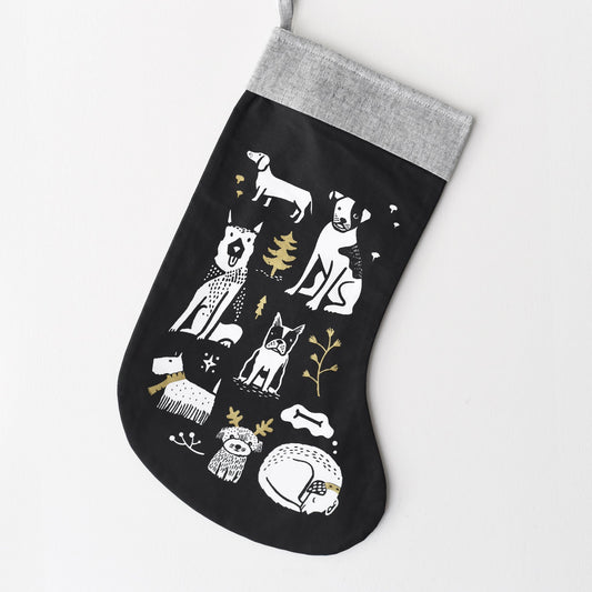 Wee Gallery Organic Cotton Eco-Friendly Christmas Stocking | Festive Pups