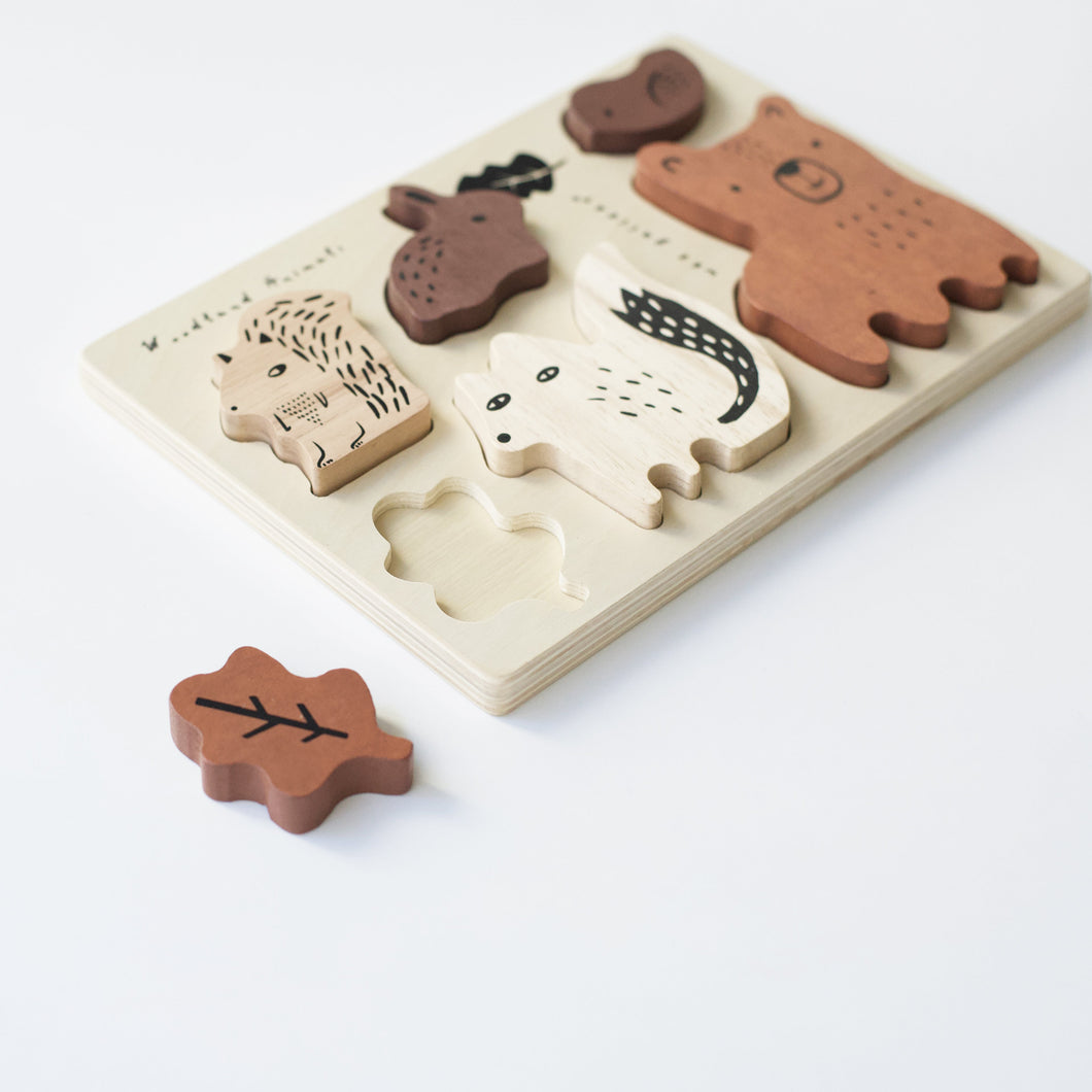 Wee Gallery Non-Toxic Eco-friendly Nature-Inspired Toddler Builder Bundle - Woodland | Nesting Toy, Blocks, Wooden Puzzle