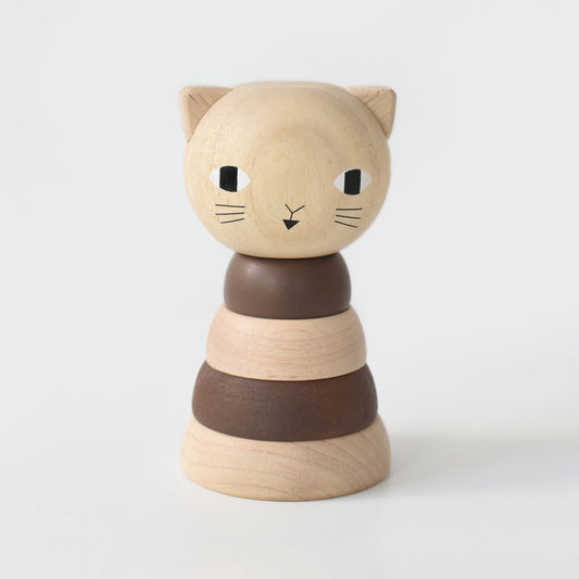 Wee Gallery Cat Wood Ring Stacker – Rubberwood Toddler Toy