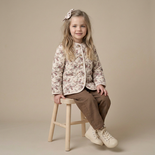 Organic Quilted Buttoned Jacket for Babies & Toddlers – Wildrose
