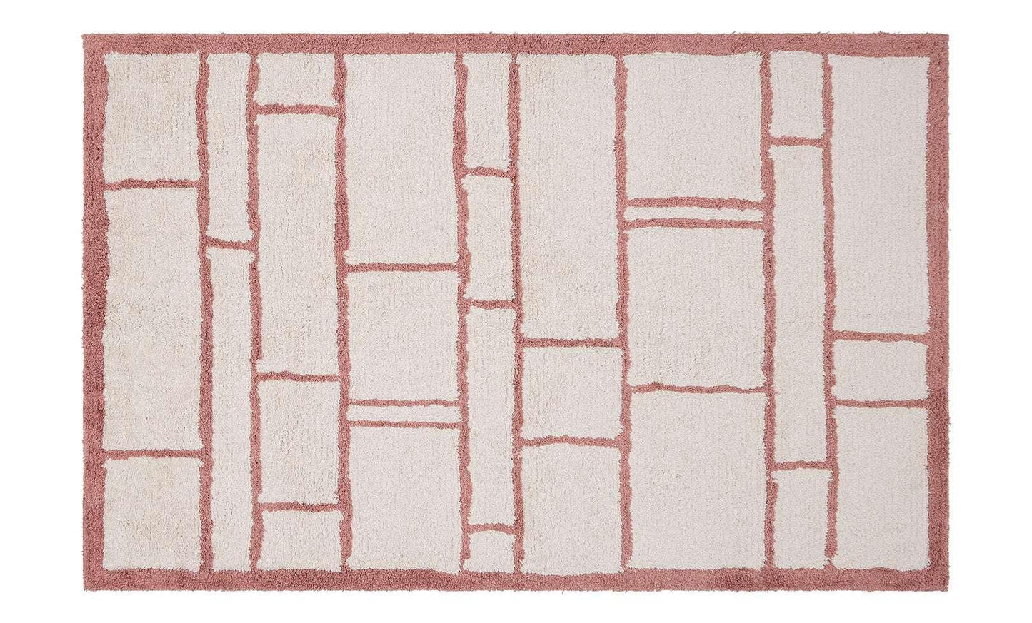 Sage & Wild Windowpane Washable Organic Cotton Rug - GOTS Certified Hand-Drawn Design