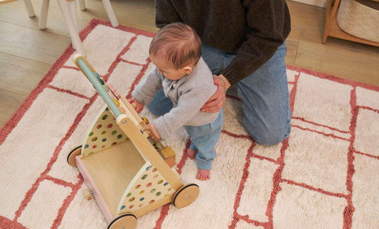 Sage & Wild Windowpane Washable Organic Cotton Rug - GOTS Certified Hand-Drawn Design