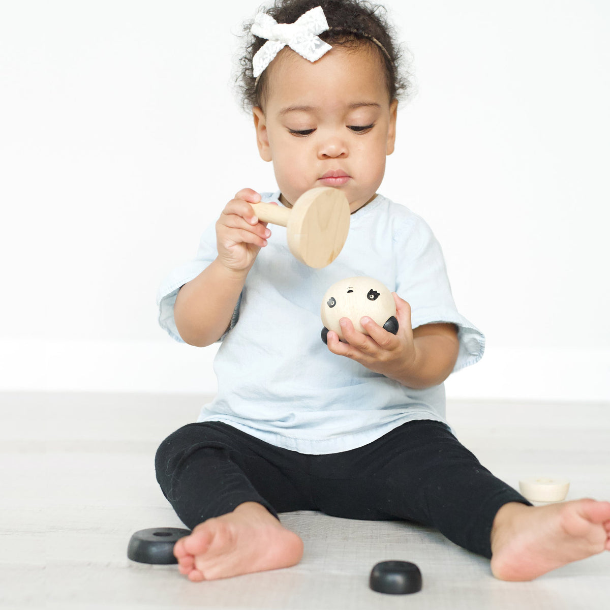 Wee Gallery Panda Wood Ring Stacker – Rubberwood Toddler Toy