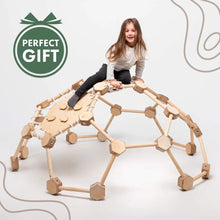 Load image into Gallery viewer, Montessori Climbing Dome: Eco-Friendly Natural Wood Indoor Playground for Kids 3-6 Years
