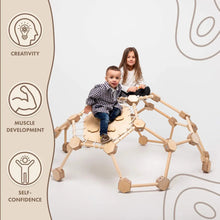 Load image into Gallery viewer, Montessori Climbing Dome: Eco-Friendly Natural Wood Indoor Playground for Kids 3-6 Years
