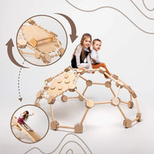 Load image into Gallery viewer, Montessori Climbing Dome: Eco-Friendly Natural Wood Indoor Playground for Kids 3-6 Years
