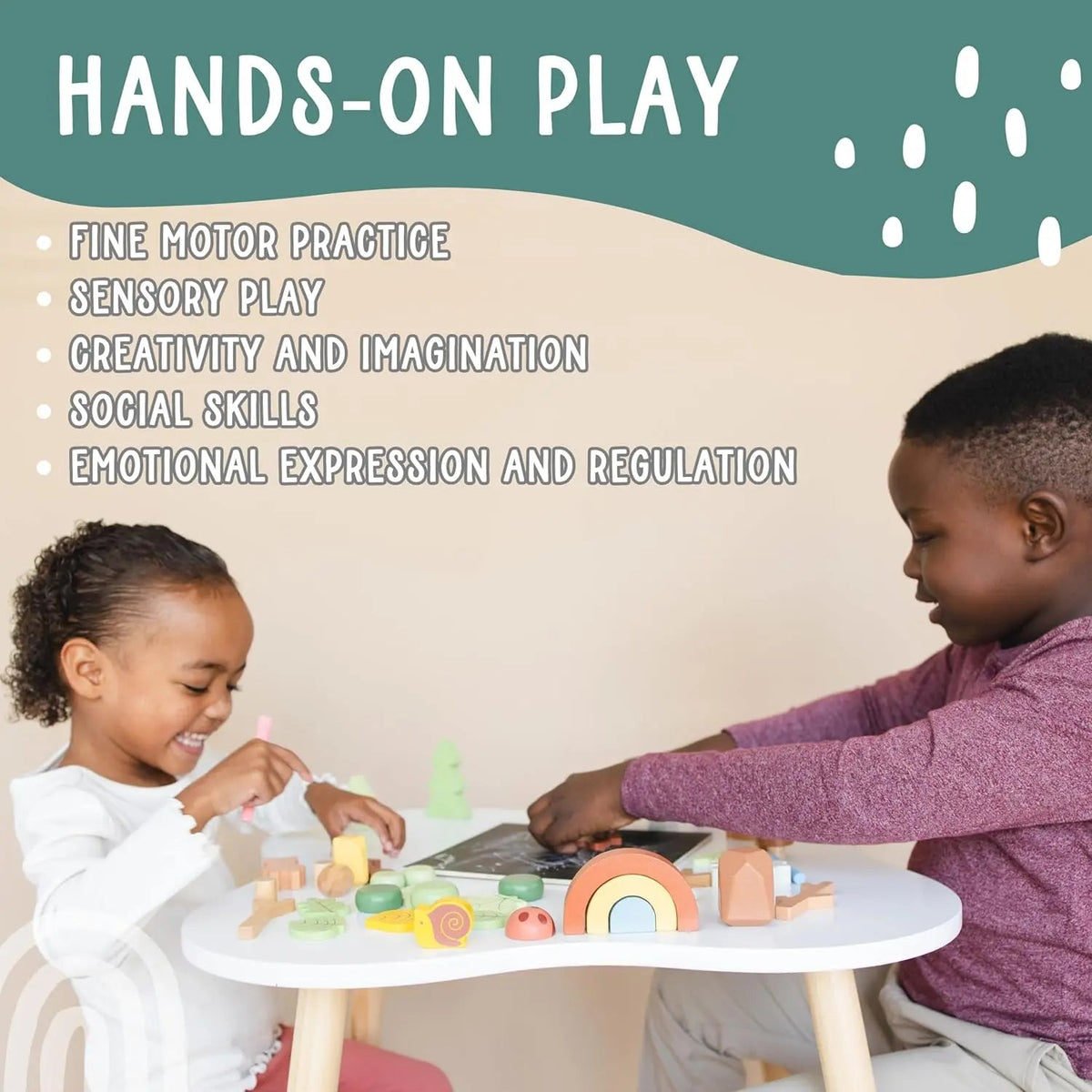 Wooden Forest Sensory Bin – 38-Piece Woodland Play Set with Chalkboard Lid, Ages 3+