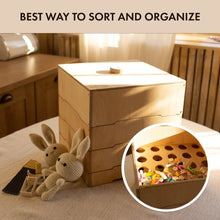 Load image into Gallery viewer, Goodevas Montessori Wooden Multi-Compartment Toy Sorting Storage Box
