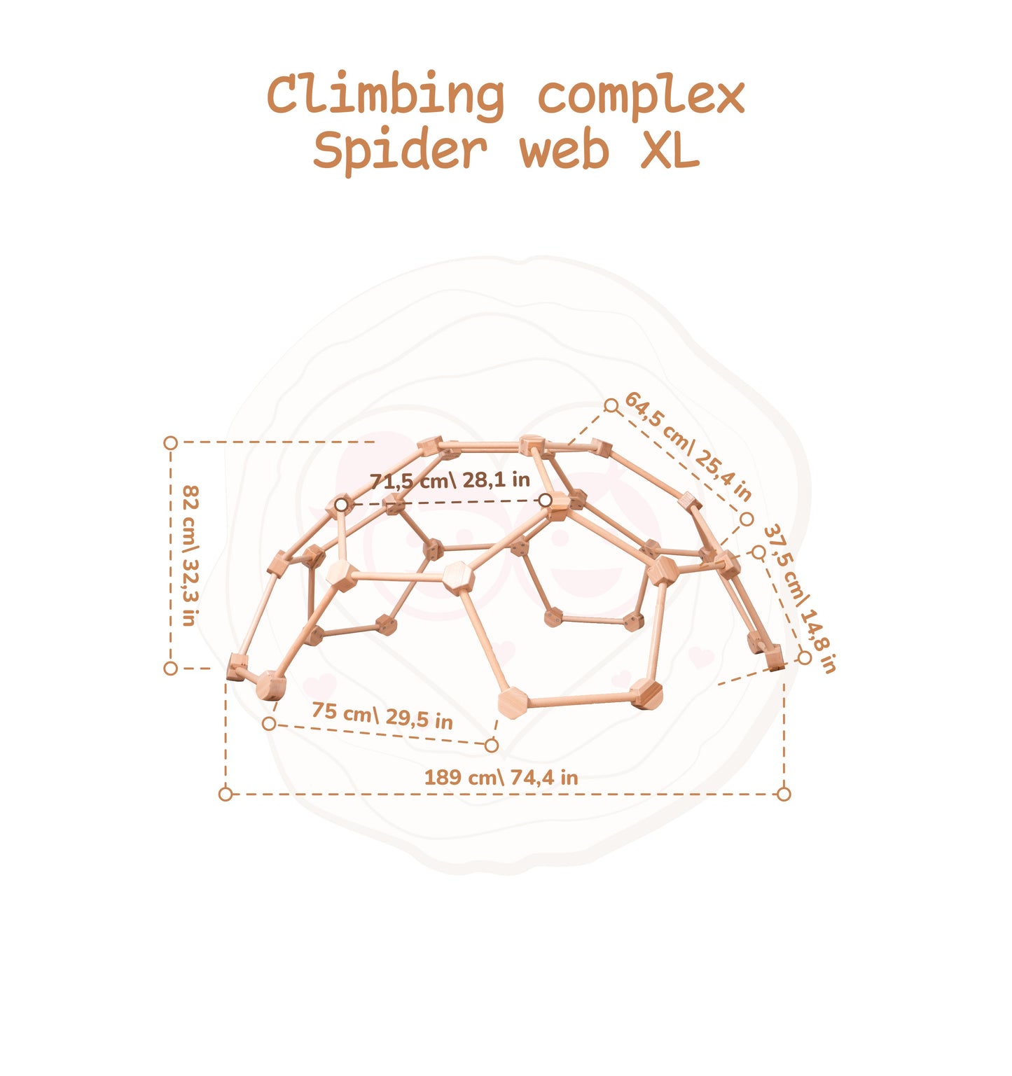 Wood and Hearts Eco-Friendly Natural Wooden Indoor Kids' Climbing Dome