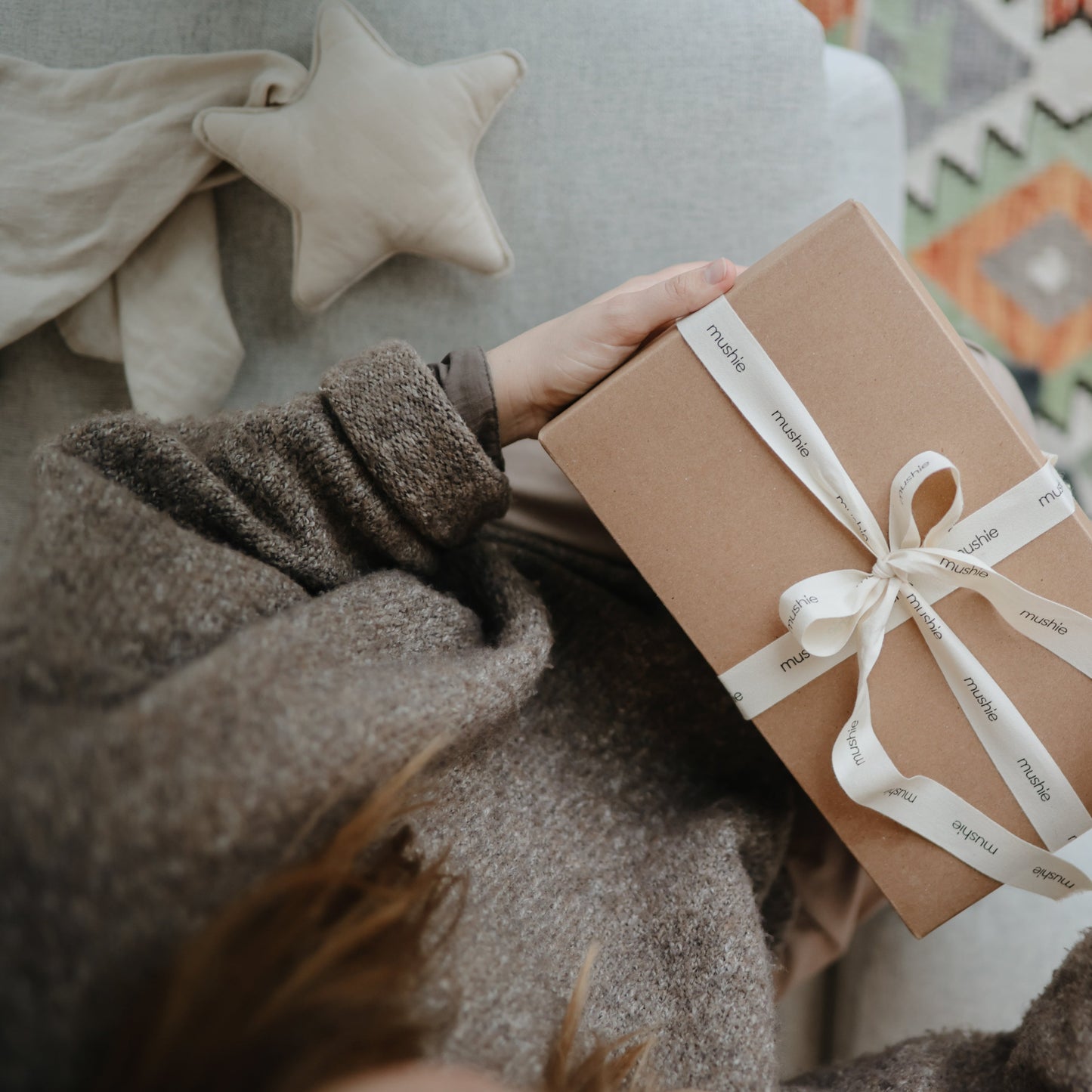 Mushie Organic Cotton Star Baby Lovey Security Blanket