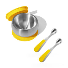 Load image into Gallery viewer, Avanchy Stainless Steel Eco-friendly Baby Suction Bowl with Lid + Spoon
