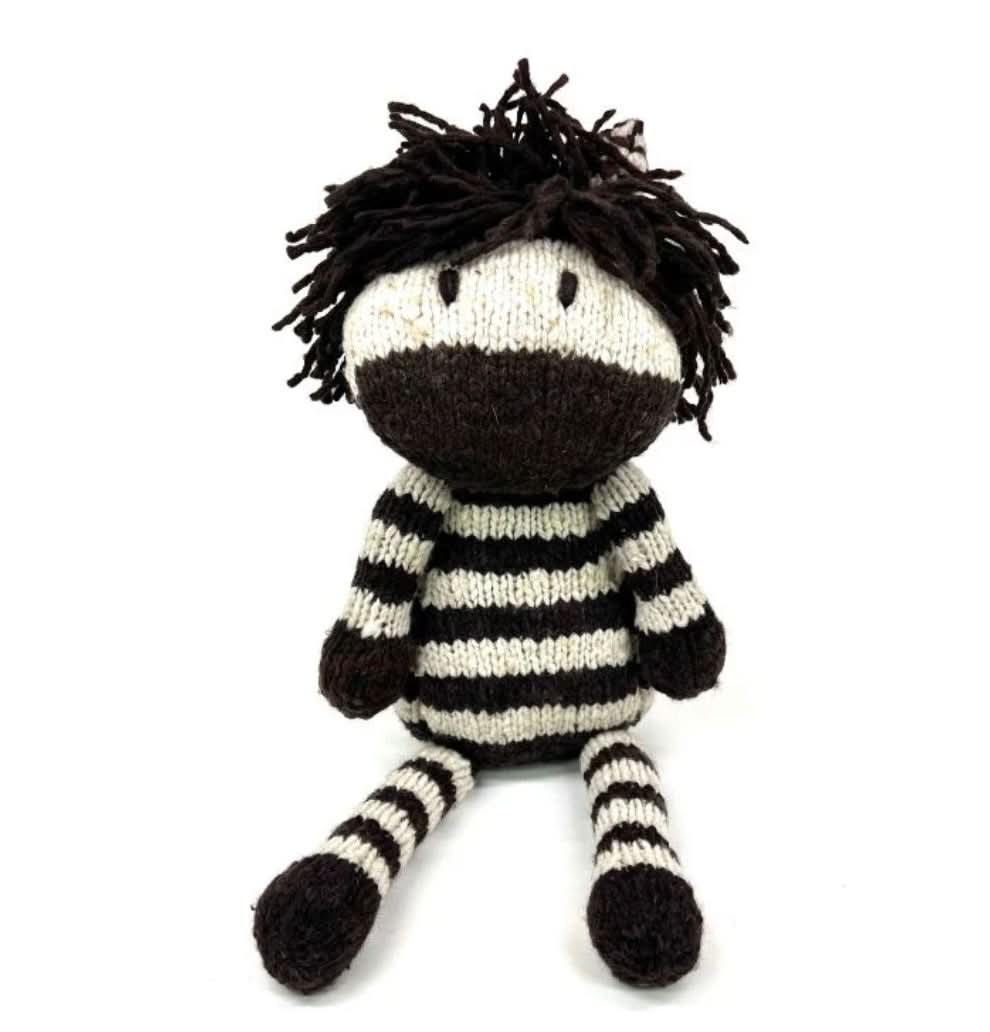 Finn + Emma Wool Knit Buddy Stuffy Toy | Zachary the Zebra
