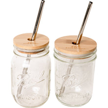 Load image into Gallery viewer, Mason Jar Kit- Mason Jar, Bamboo Lid, Stainless Steel Straw
