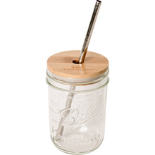 Load image into Gallery viewer, Mason Jar Kit- Mason Jar, Bamboo Lid, Stainless Steel Straw
