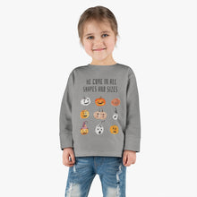 Load image into Gallery viewer, We come in all shapes and sizes jack-o-lantern design kid long sleeve shirt  - grey
