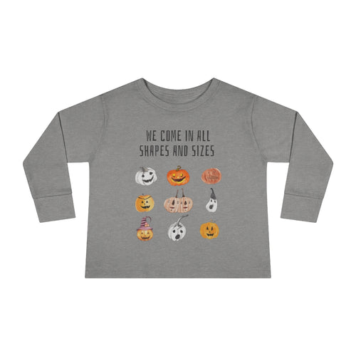 We come in all shapes and sizes jack-o-lantern design kid long sleeve shirt  - grey
