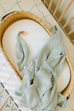 Load image into Gallery viewer, Kindred Organic Muslin Swaddle and Pacifier Lovey Bundle | Sage
