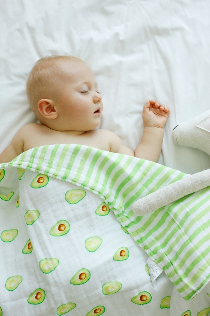Organic cotton muslin baby toddler avocado blanket