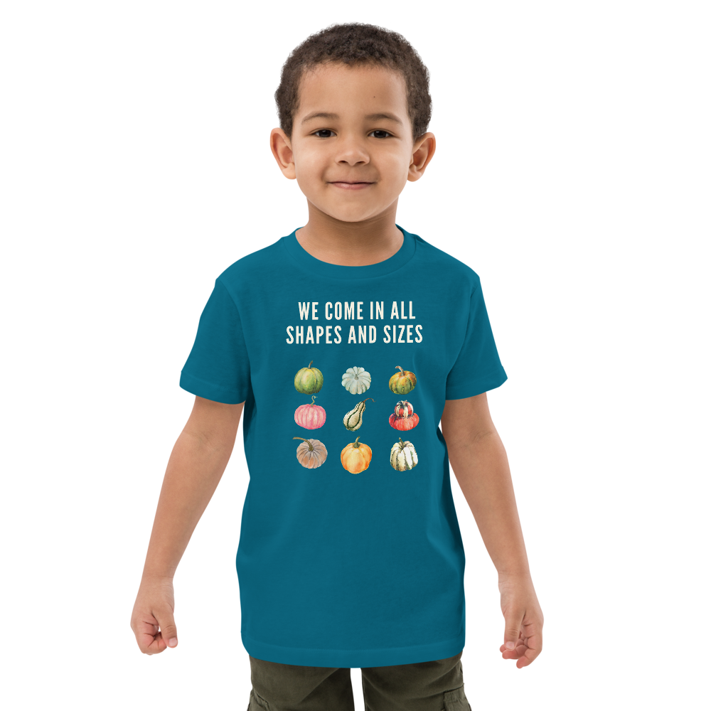 We come in all shapes and sizes kid t-shirt - aqua - male model