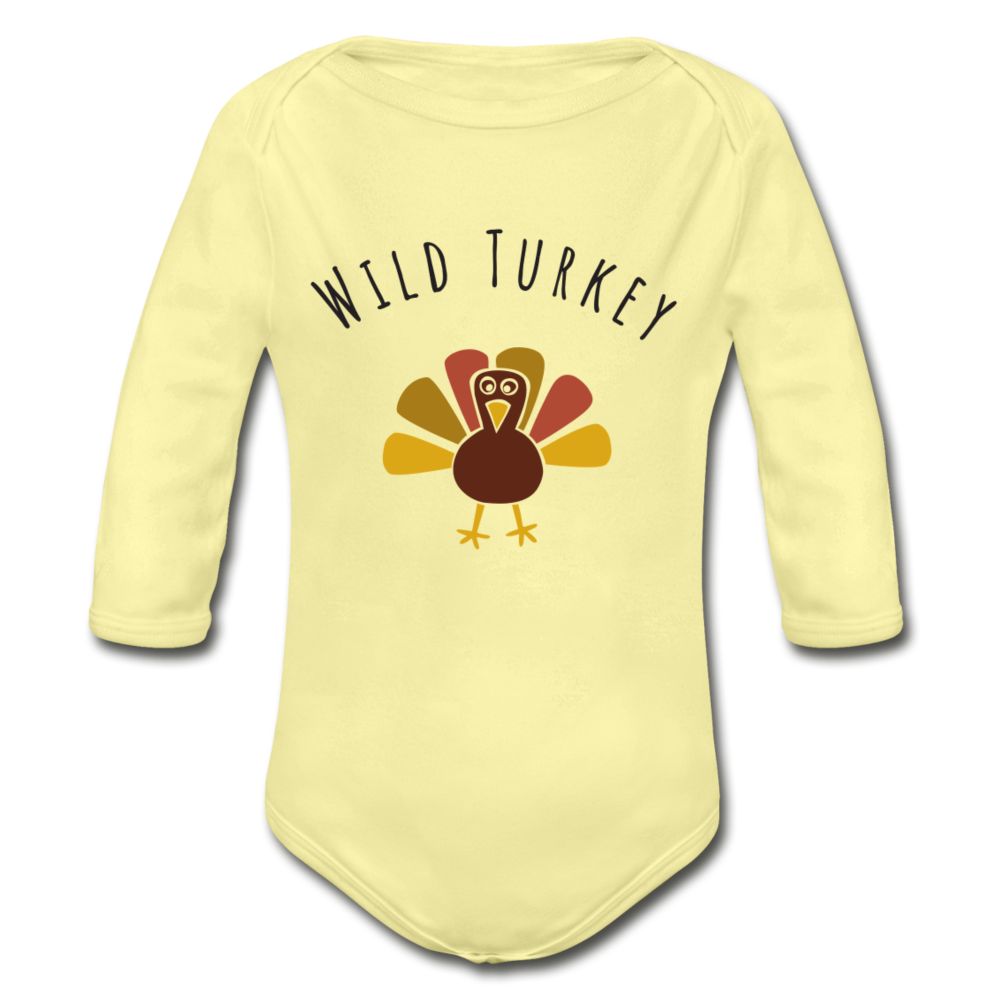 Organic Long Sleeve Baby Bodysuit - washed yellow