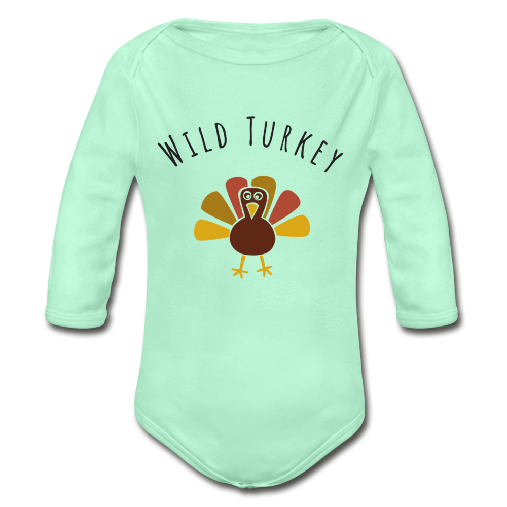 Organic Long Sleeve Baby Bodysuit - light mint