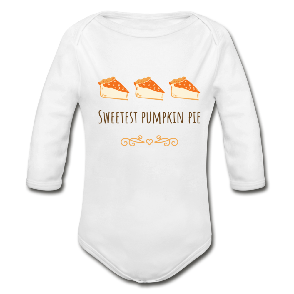 Pumpkin Pie Organic Long Sleeve Onesie - white