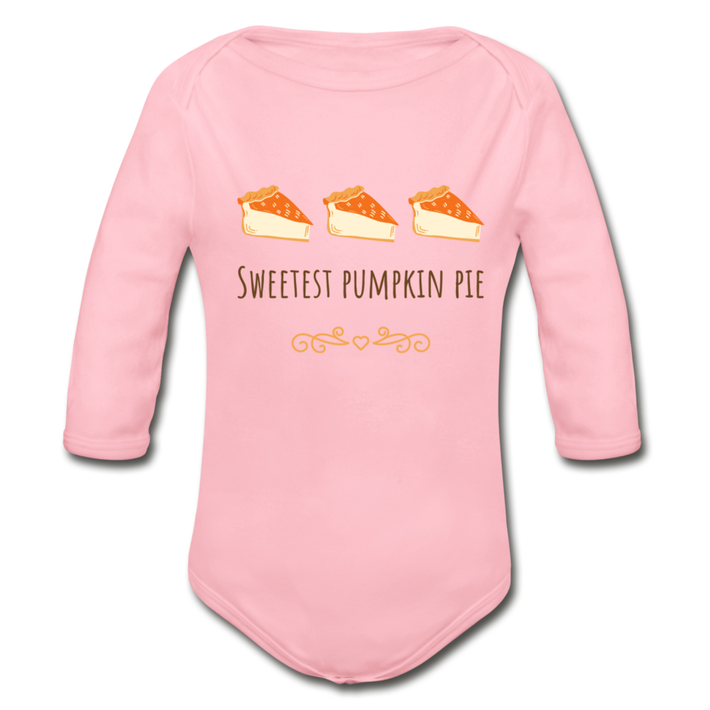 Pumpkin Pie Organic Long Sleeve Onesie - light pink