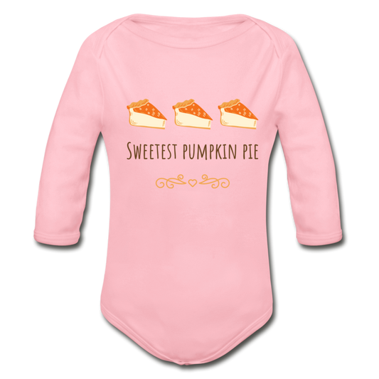 Pumpkin Pie Organic Long Sleeve Onesie - light pink