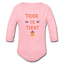 Load image into Gallery viewer, Trick or Treat Organic Long Sleeve Onesie - light pink
