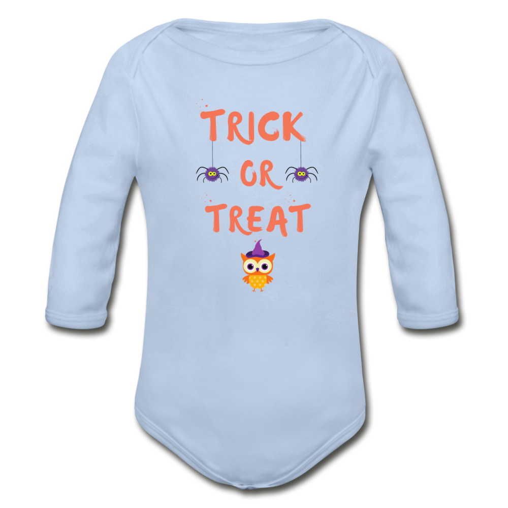 Trick or Treat Organic Long Sleeve Onesie - sky
