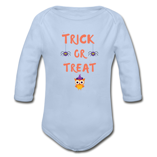 Trick or Treat Organic Long Sleeve Onesie - sky