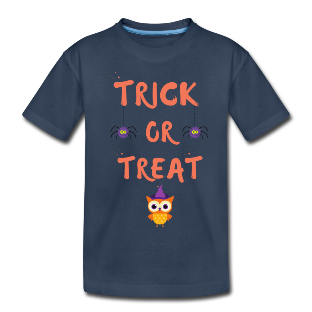 Trick or Treat Kids Halloween Organic T-Shirt - navy